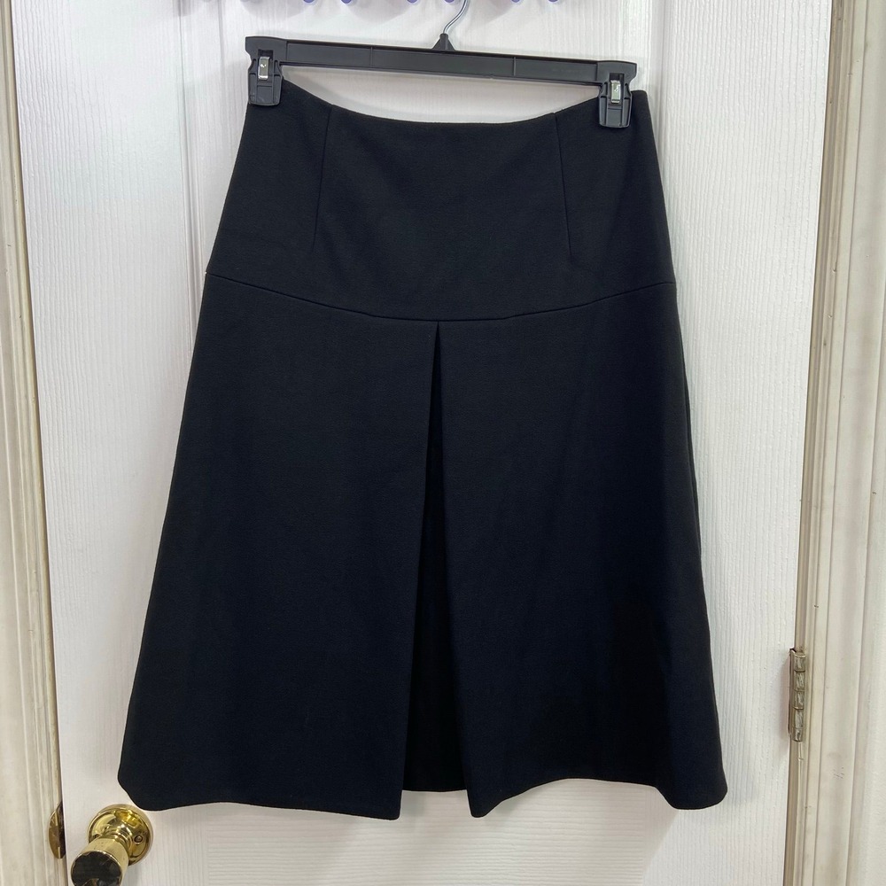 Classiques Entier‎ black A-line lined zip stretch flare neutral basic midi skirt